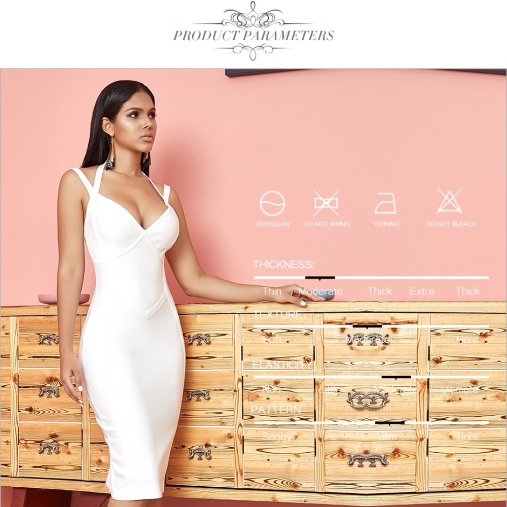 🎥 Bandage V-Neck Strappy Midi Dress in White - Picture 5 of 16